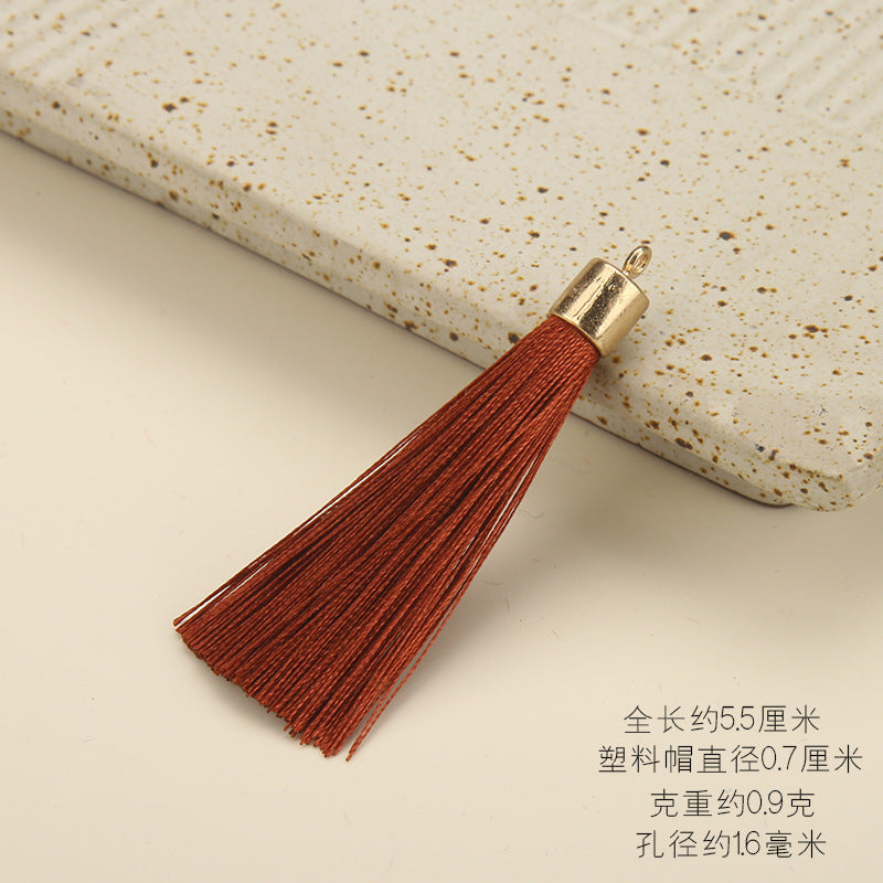 Colorful Polyester Fringe Tassel Keychain with Golden Cap 55mm 50pcs 32