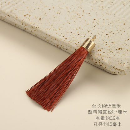 Colorful Polyester Fringe Tassel Keychain with Golden Cap 55mm 50pcs 32