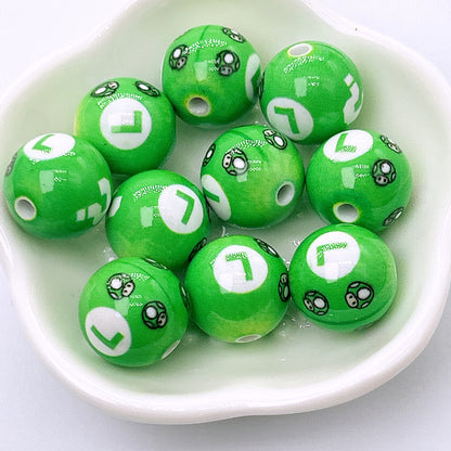 Painted Round Acrylic Beads 16mm Mario Baking Theme 100pcs 8