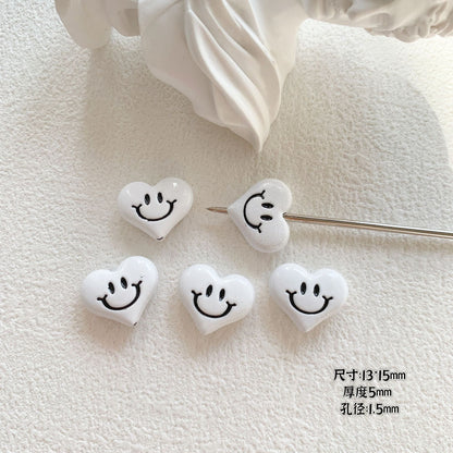 Baking Painted Black and White Metal Beads Quirky Shapes 10pcs 10