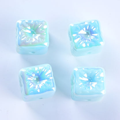 Macaron Color Balloon Square Acrylic Beads 14mm UV Plating 50pcs 9