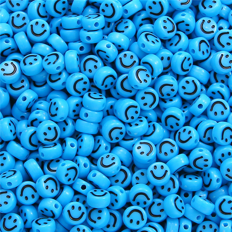 Smiling Face Flat Acrylic Beads 7x4mm Colorful Mixed 200pcs 10