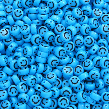 Smiling Face Flat Acrylic Beads 7x4mm Colorful Mixed 200pcs 10