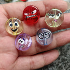 Clear Expression Acrylic Beads 18mm Printed Glossy 100pcs