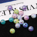 UV Plating Round Acrylic Beads 16mm Imitation Marble Crackle 50pcs 4