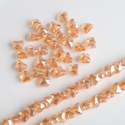Electroplated Butterfly Glass Beads 8mm Iridescent Gold Purple Crystal 50pcs 14