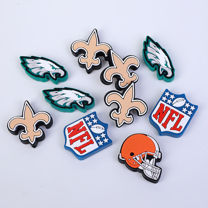 Silicone Focal Beads NFL Football Helmets and Logos 20pcs 2