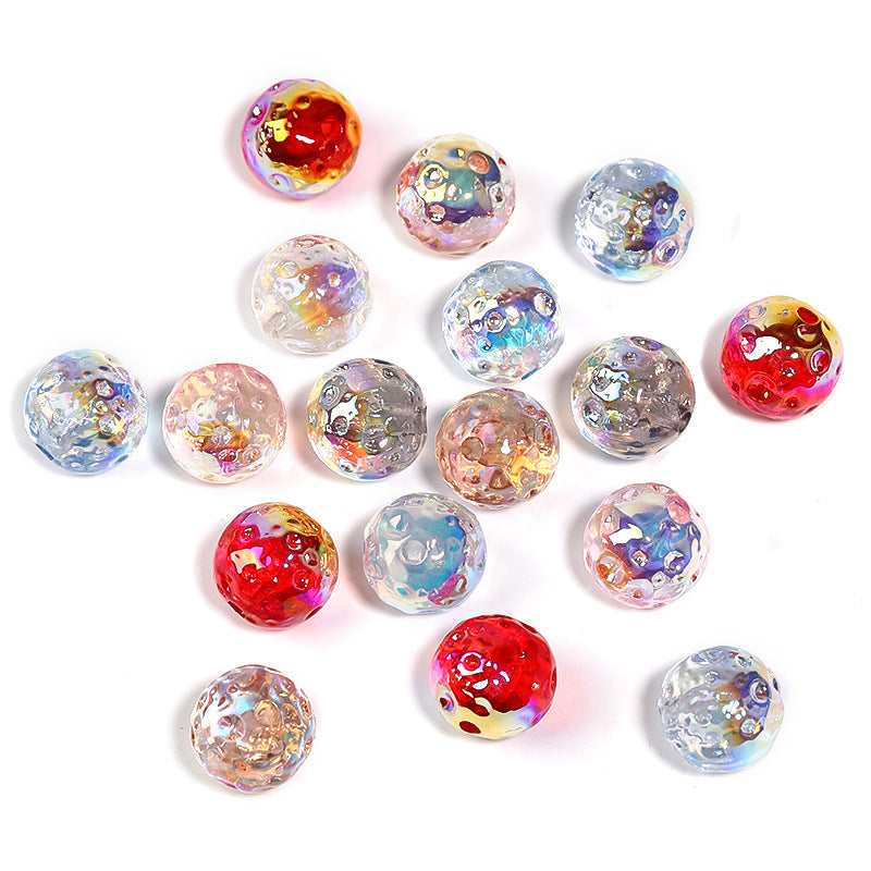 UV Plating Round Acrylic Beads 16mm Moon Like Cratered Surface 50pcs 6