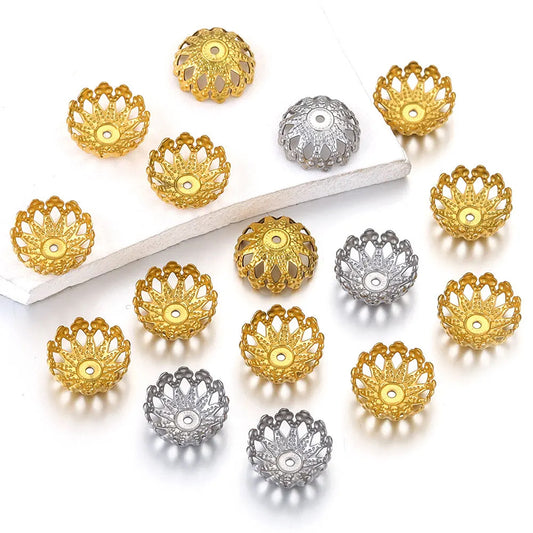 Stainless Steel Flower Bead Caps 12mm Bowl Shaped 100pcs