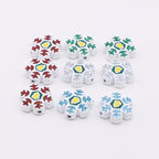 Snowflake Metal Beads 15mm Baking Painted Color Glitter 10pcs