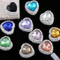 Double-Sided Heart Rhinestone Beads 22mm Alloy Encrusted 10pcs 2