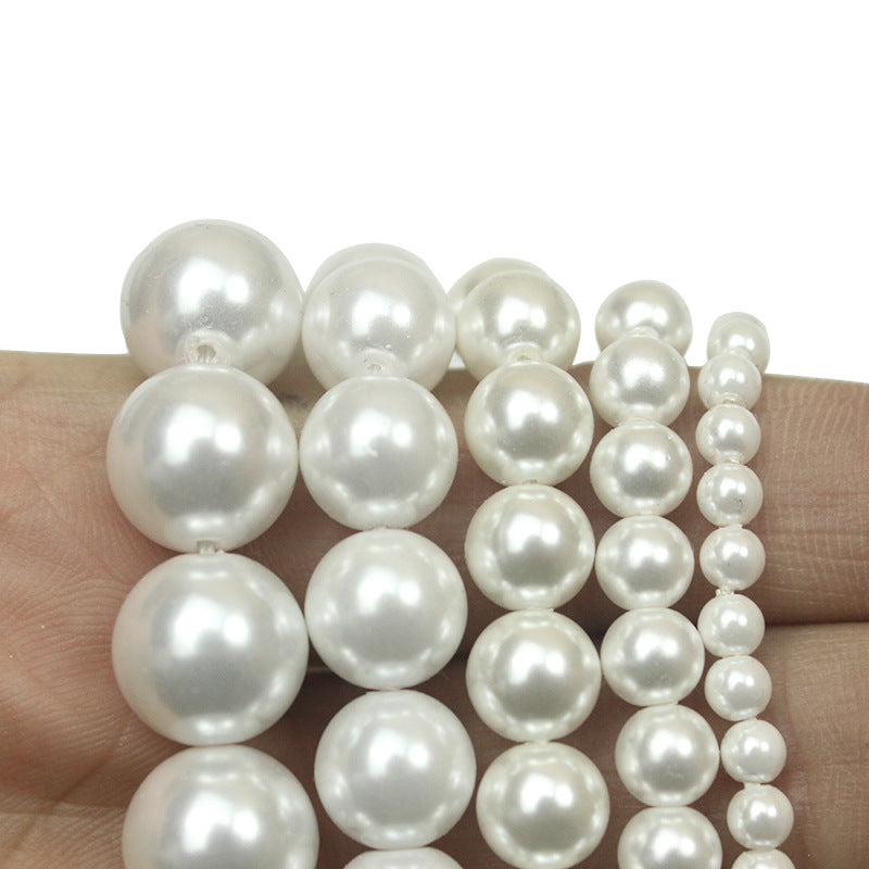 Pearl Round Glass Beads 2-16mm Imitation White Lustrous