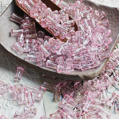 Bamboo Brushed Transparent Glass Beads 6x12mm Mixed Colors 50pcs 10