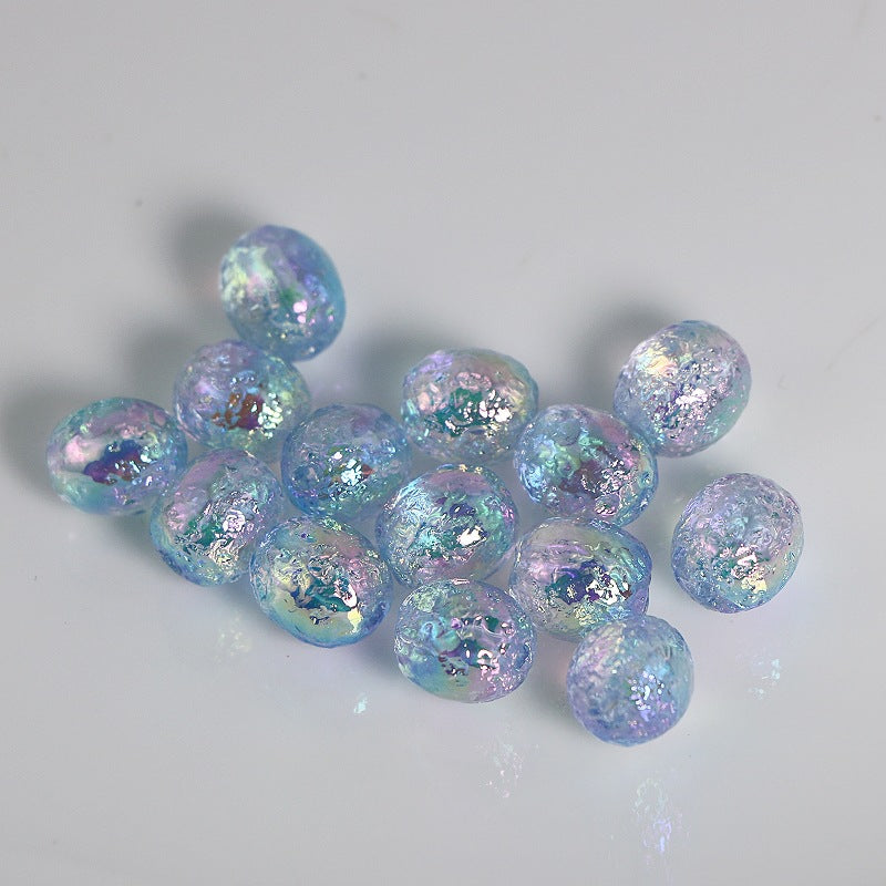 Transparent Oval Acrylic Beads 11x10mm UV Plating Wrinkled 50pcs 4