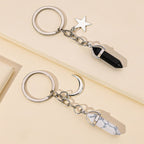 Alloy Pentagram Moon Couple Keychain Celestial Crystal Charm 4