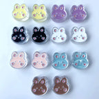 Painted Rabbit Acrylic Beads 24mm Transparent Pastel Colors 100pcs 4