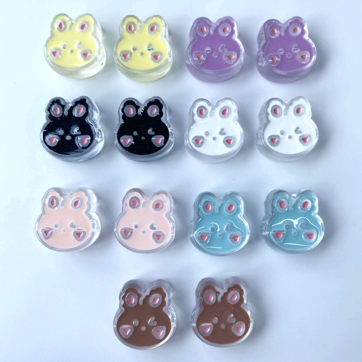 Painted Rabbit Acrylic Beads 24mm Transparent Pastel Colors 100pcs 4