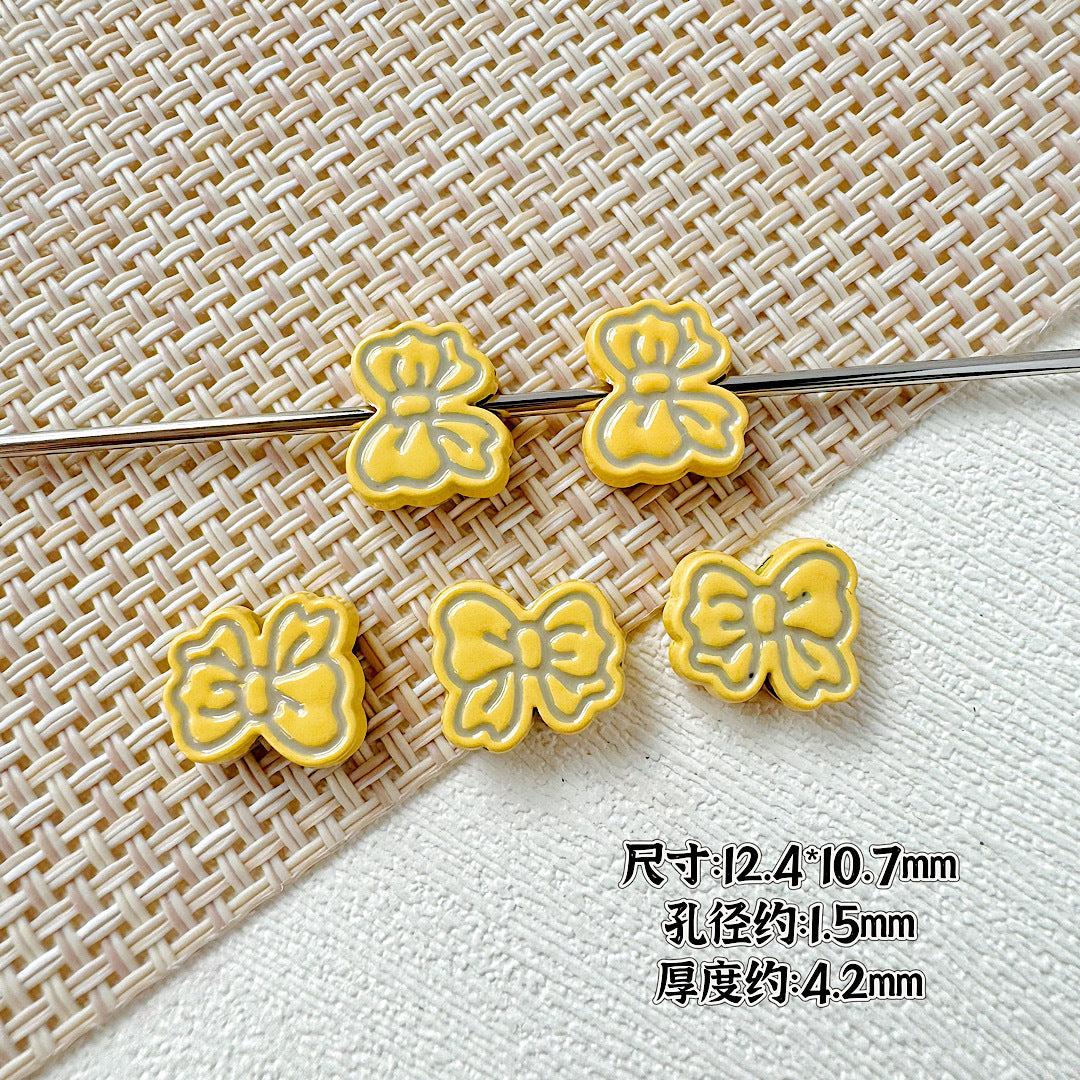 Rabbit and Bear Painted Metal Beads Glossy Finish Bulk 10pcs 29