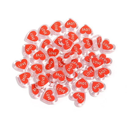 Heart Acrylic Beads 20mm White Transparent Love Horizontal Hole 20pcs 10