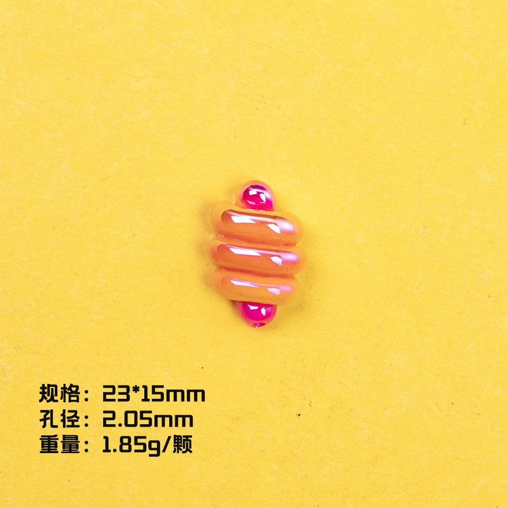 Glossy Bread Resin Beads Round 2.3mm Hole Warm Golden Colors 20pcs 13