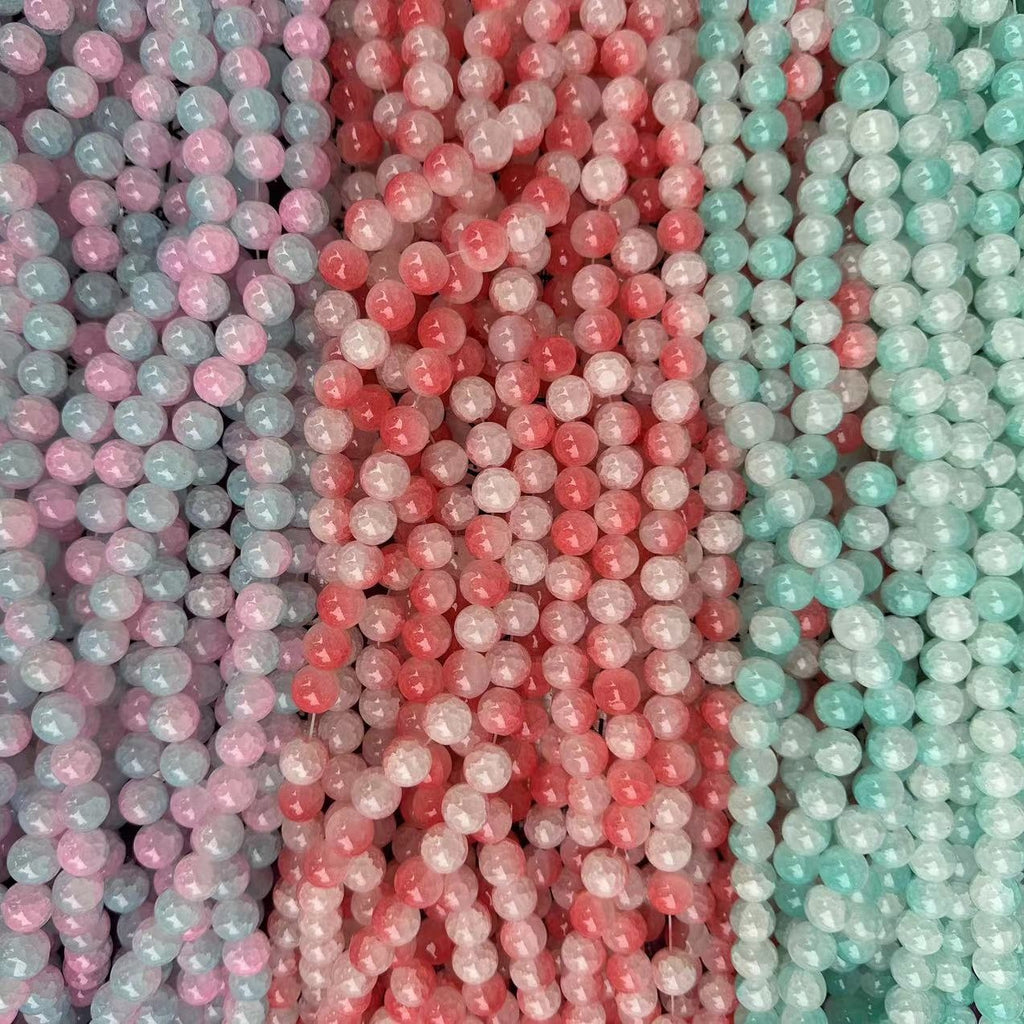 Crackle Round Glass Beads 12mm Pastel Shimmer 10 Strands