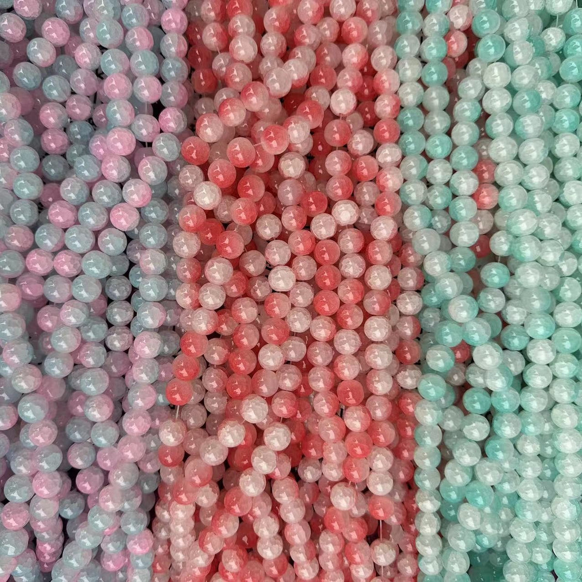Crackle Round Glass Beads 12mm Pastel Shimmer 10 Strands