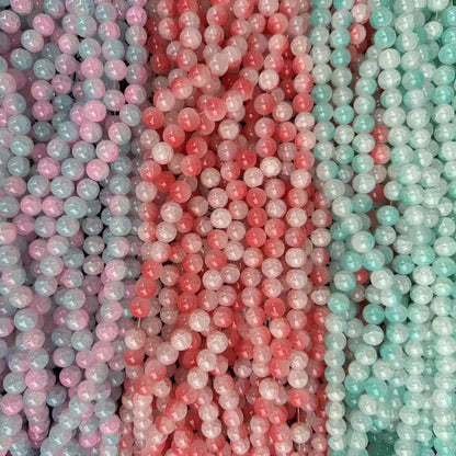 Crackle Round Glass Beads 12mm Pastel Shimmer 10 Strands