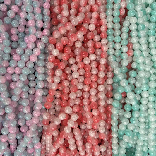 Crackle Round Glass Beads 12mm Pastel Shimmer 10 Strands