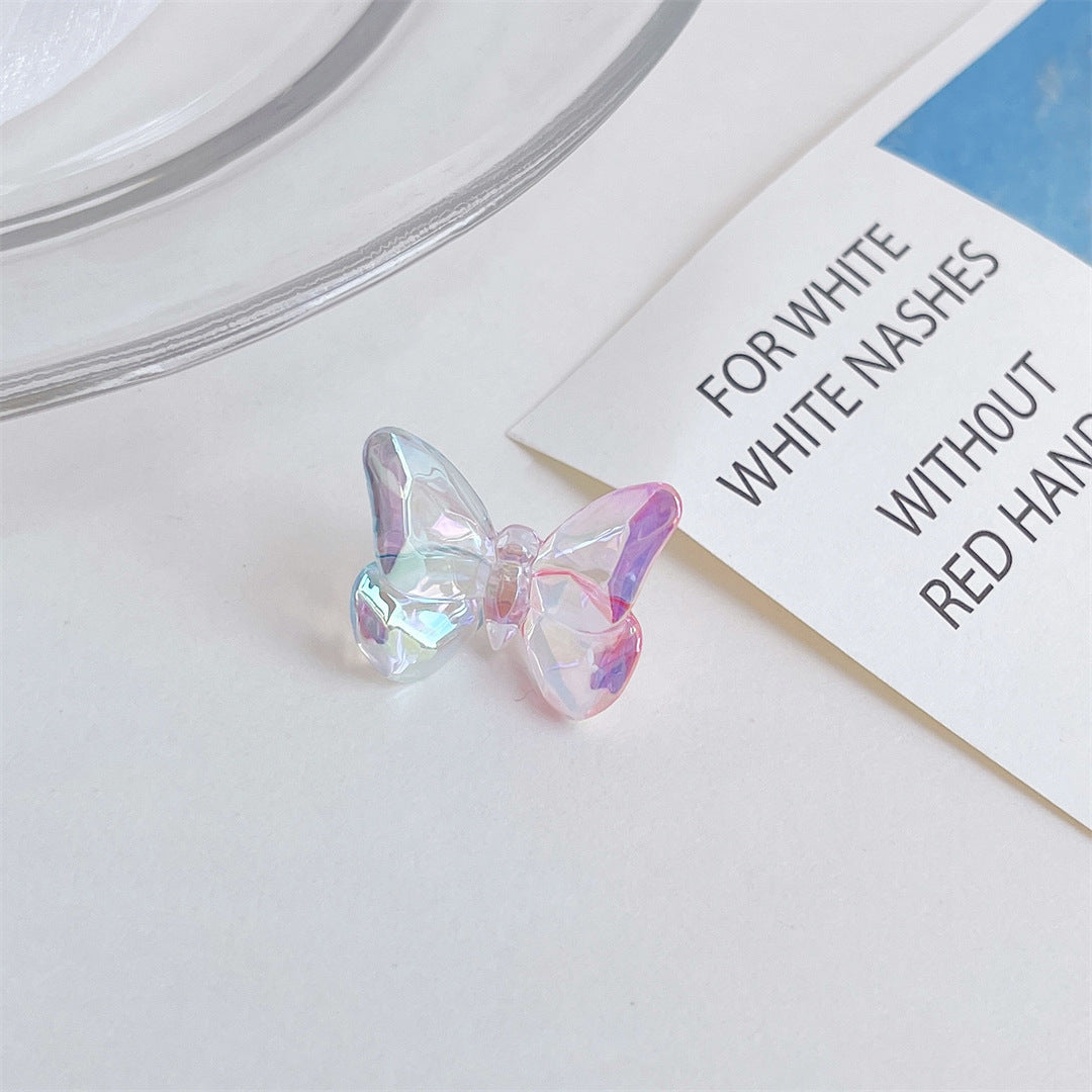 Transparent Faceted Butterfly Acrylic Beads 24mm Two-Color UV Gradient 100pcs 8