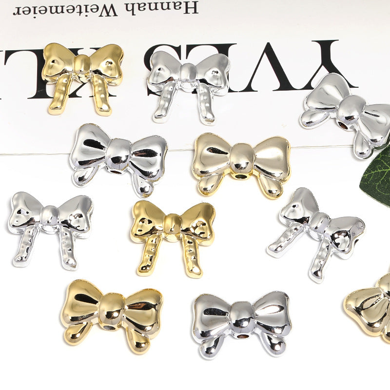 Bow Series CCB Plastic Beads 29mm 25mm Shiny Gold Silver 50pcs 4