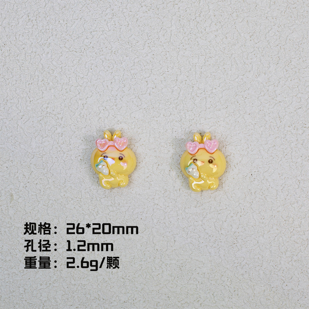 Plating Chiikawa Series Resin Beads Glossy Pastel Colors 20pcs 10