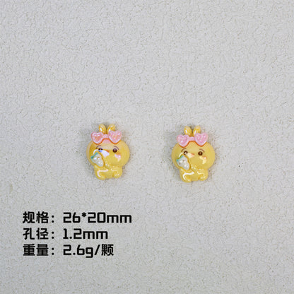 Plating Chiikawa Series Resin Beads Glossy Pastel Colors 20pcs 10