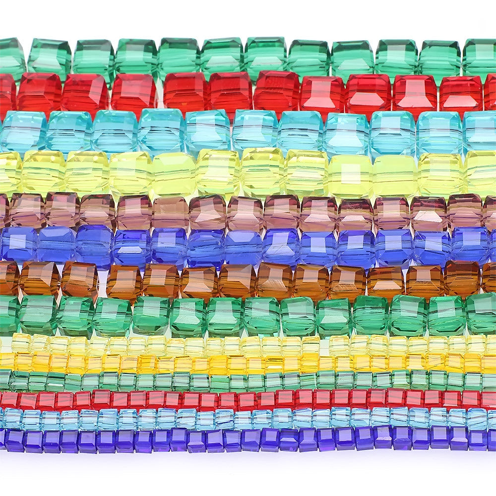 Square Glass Beads 4mm Transparent Clear Cube 100pcs