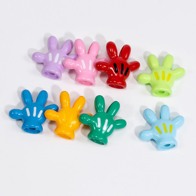 Colorful Mickey Gloves Acrylic Beads 18mm 20pcs 4