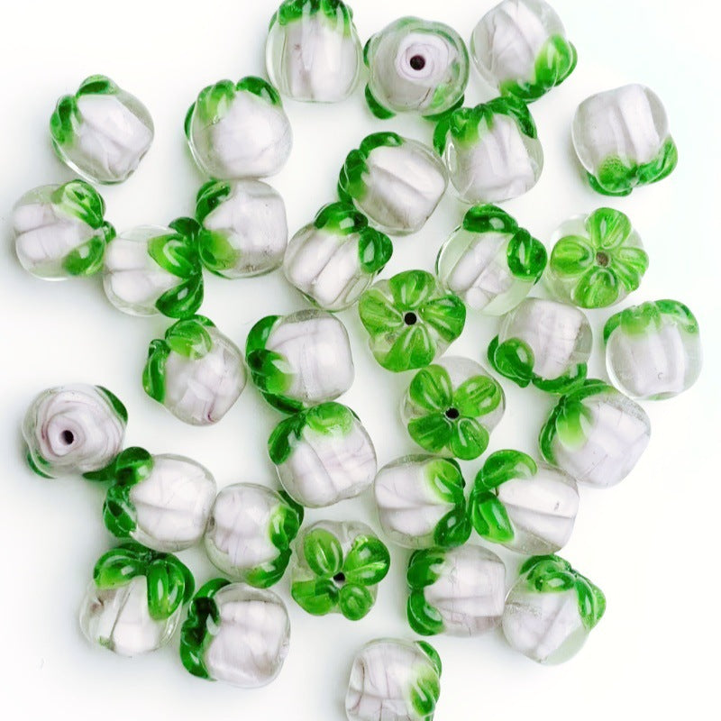 Lampwork Glass Beads Persimmon Transparent 13mm Handmade 10pcs 4