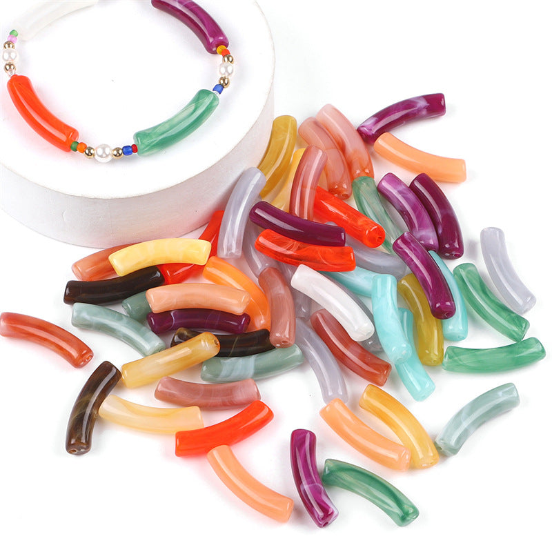 Curved Tube Acrylic Beads 32mm Translucent Mixed Colors 40pcs 4
