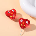 Hand Painted Heart Glass Beads 20mm Red Enamel 2pcs 6
