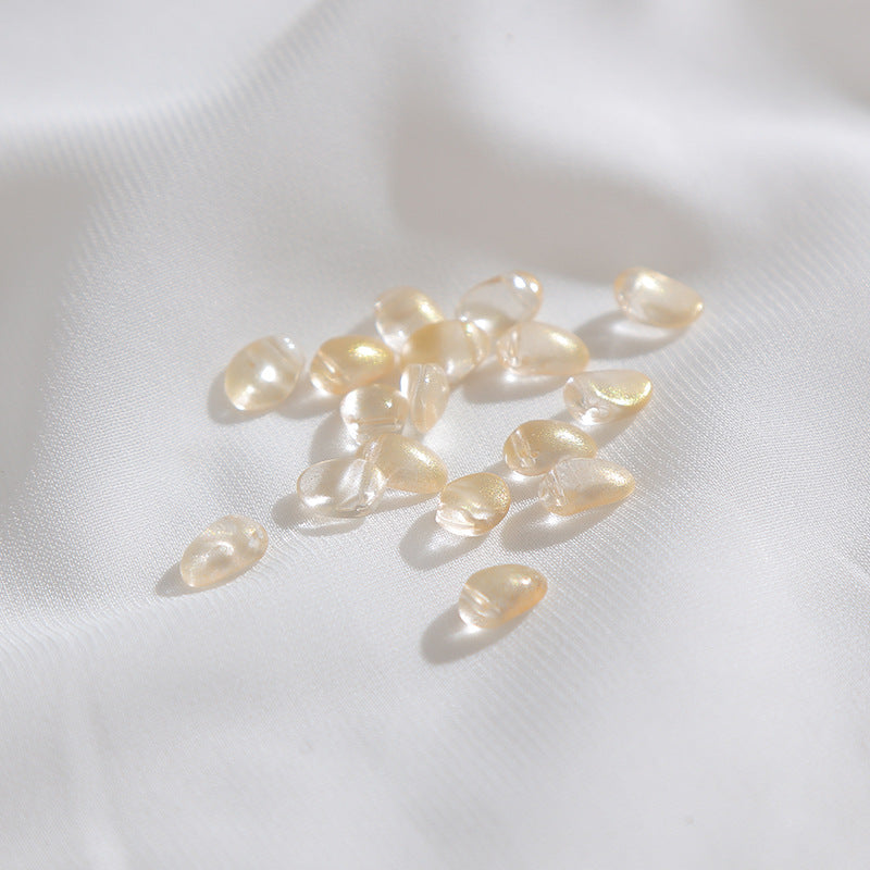Transparent Czech Glass Petal Beads 6x8mm Soft Pastel Iridescent 100pcs 9