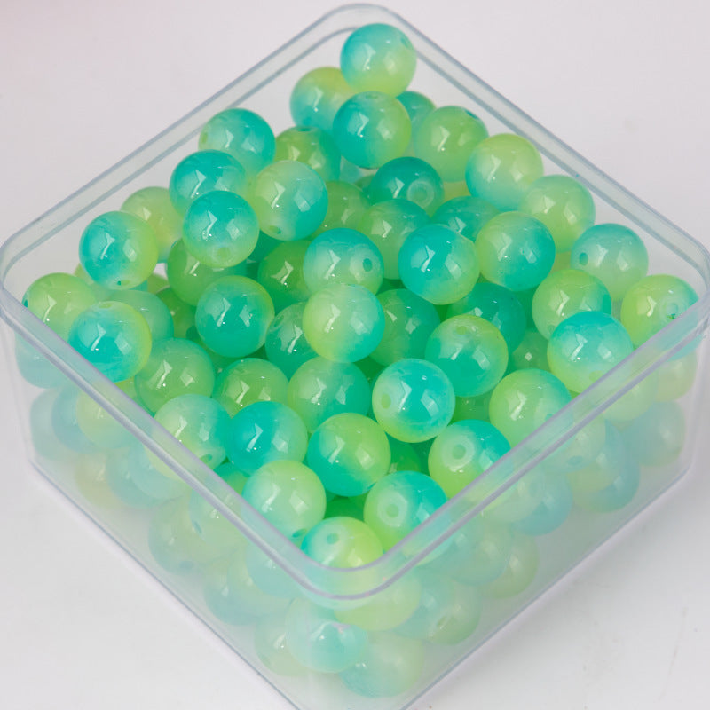 Crackle Round Glass Beads 10mm Dual Color Gradient Mix 50pcs 5