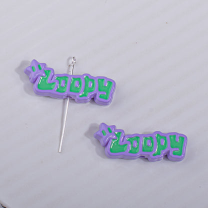 Painted Loopy Acrylic Beads 12x33.6mm Double Color Small Beaver Plate 10pcs 6