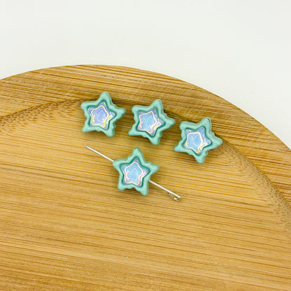Star Metal Beads 13mm Baking Painted Zircon Embedded 10pcs 9