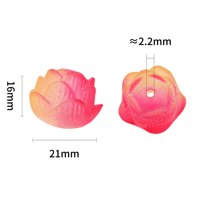 Matte Gradient Lotus Acrylic Beads 21mm 3D Floral Design 50pcs 3