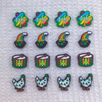 Silicone Focal Beads Lucky Grass Four Leaf Clover Rainbow Pot of Gold 20pcs