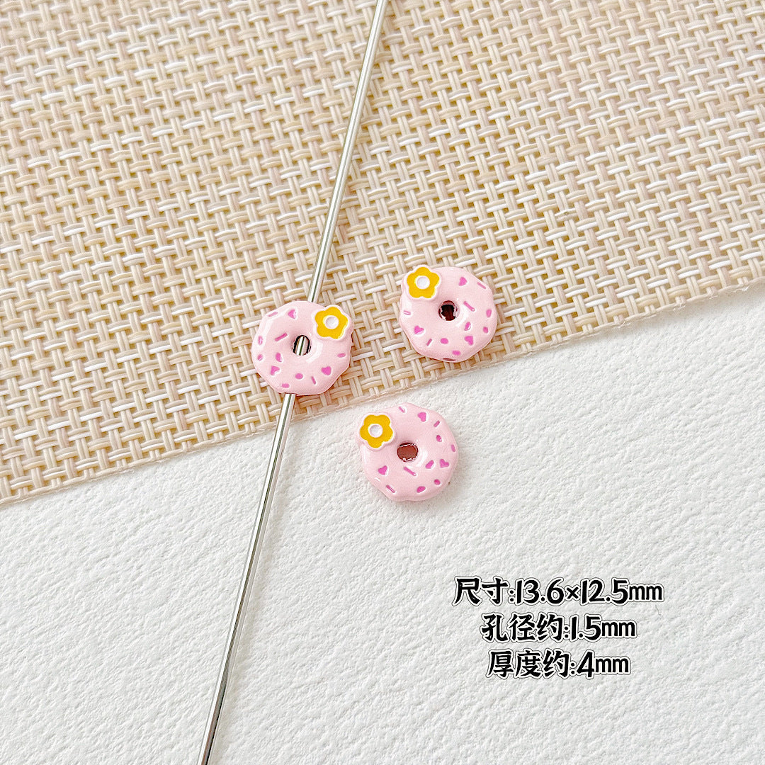Donut Metal Beads 13mm Painted Enamel Pastel 10pcs 4