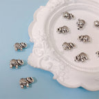 Elephant Metal Beads 12x8.2mm Vintage Silver Tone 20pcs
