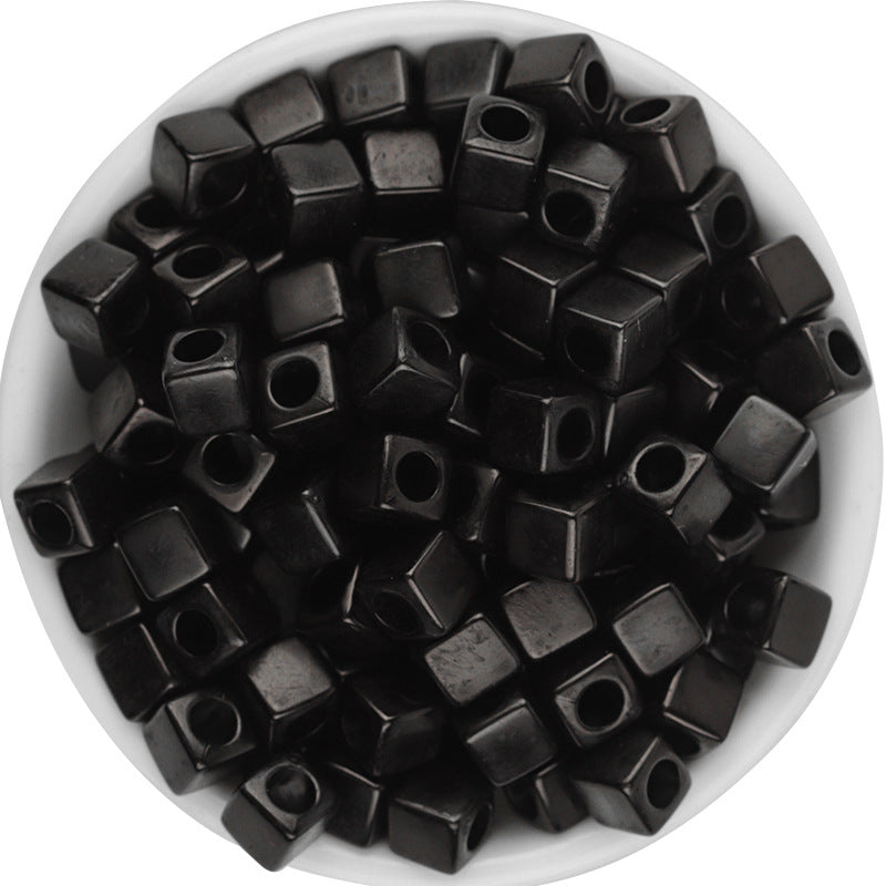 Solid Color Rounded Square Acrylic Beads 7mm Large Hole 100pcs 14