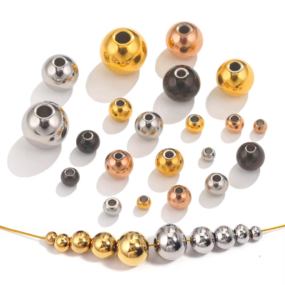 Stainless Steel Round Metal Beads 3-8mm Smooth Finish 50pcs
