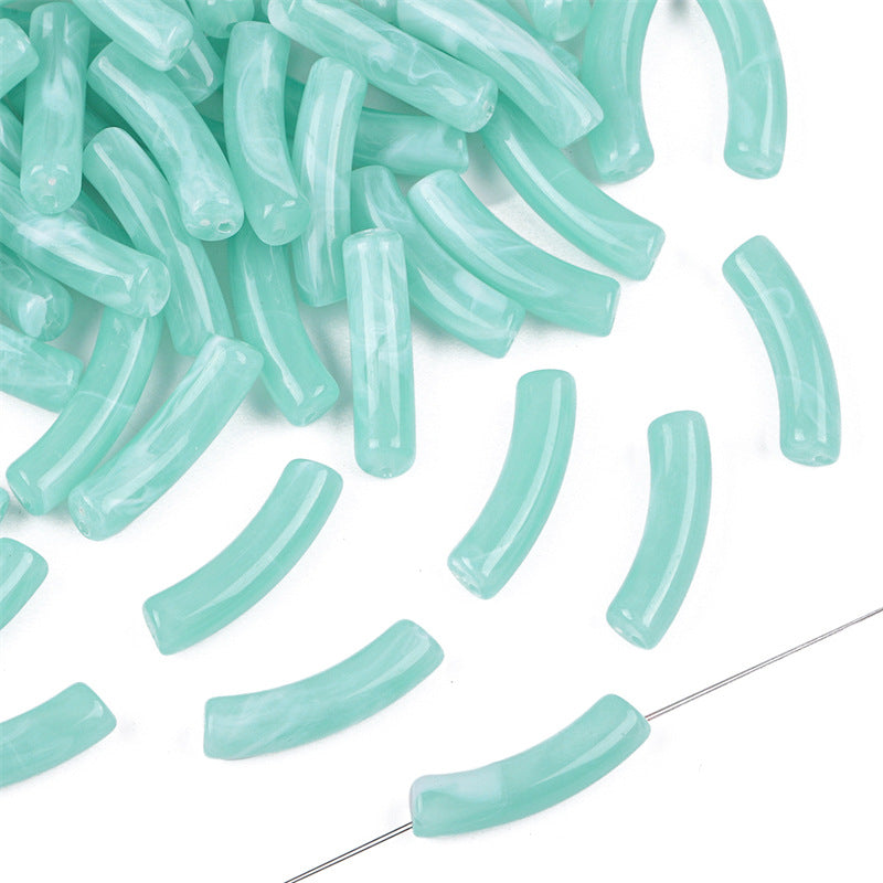 Curved Tube Acrylic Beads 32mm Translucent Mixed Colors 40pcs 7