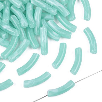 Curved Tube Acrylic Beads 32mm Translucent Mixed Colors 40pcs 7