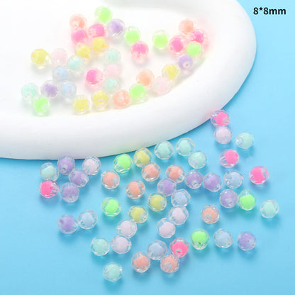 Transparent Flower Acrylic Beads Candy Color Mixed Shapes 100pcs 14